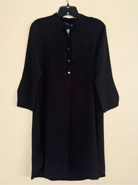 Monte Carlo Black Button Down Tunic Style Dress Size L NWT!